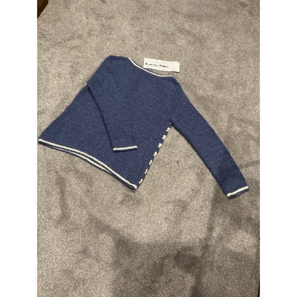 Joan Bass Sweater Womens Sz‎ M Periwinkle & White Pullover Acrylic Cable Knit - Picture 4 of 4